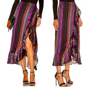 New House of Harlow 1960 Striped Ruffle Wrap Skirt